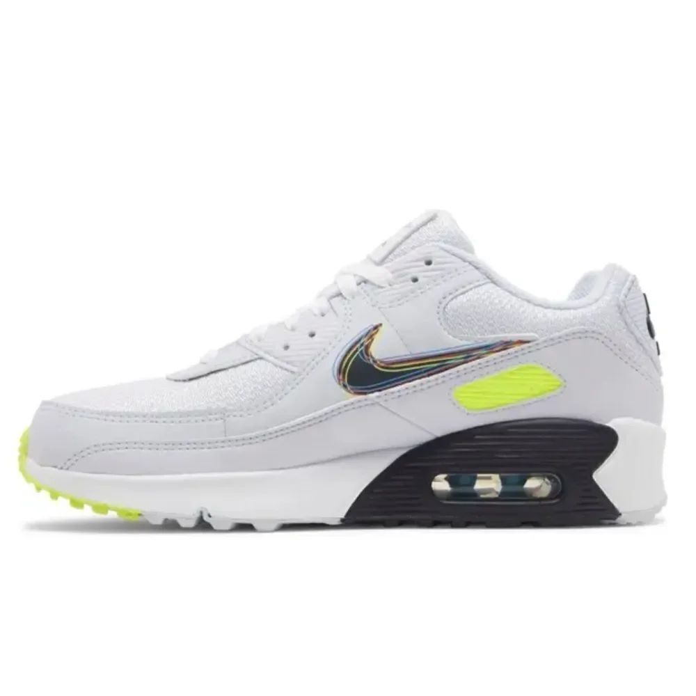 Nike Air Max 90 kids size 6 or 7.5 Women’s DV6819-100 Volt/Grey/Blue NEW - Picture 4 of 8